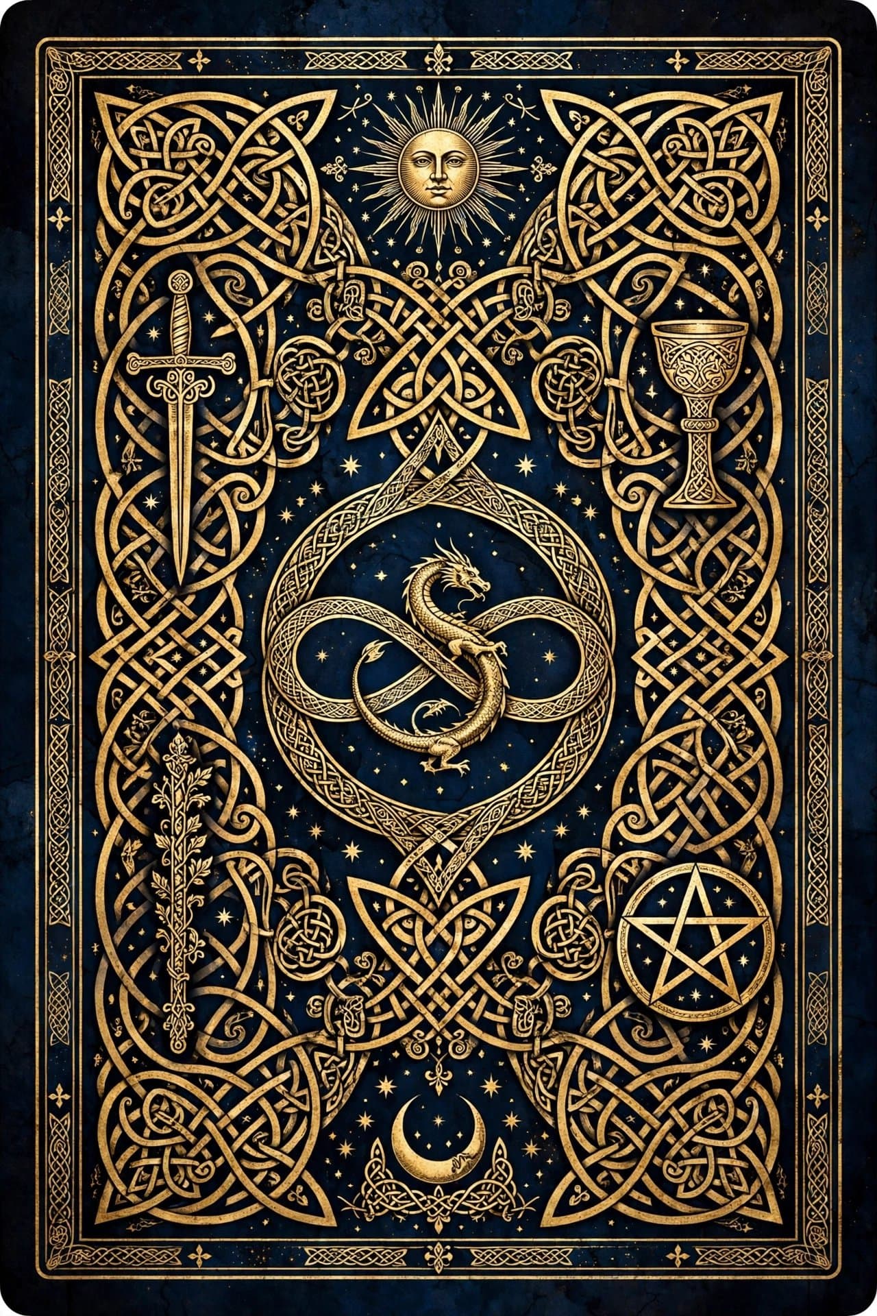 traditional tarot deck card back artwork